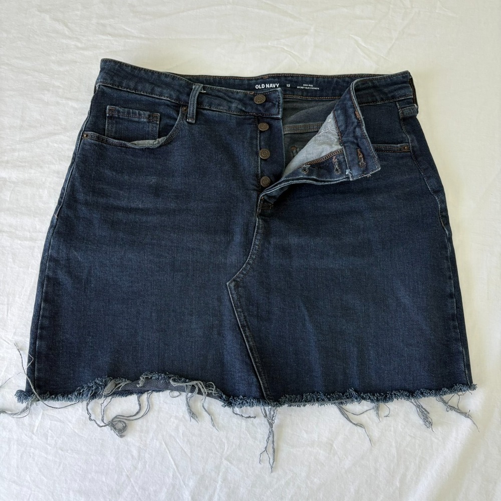 Y2K Old Navy Womens Blue Denim High Rise Secret Slim Pocket Mini Skirt Size 12